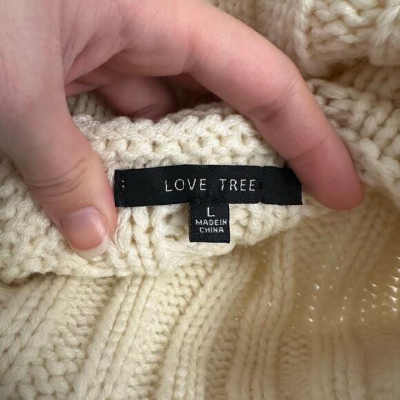 Love Tree Cream Cable Knit Chunky Turtleneck Sweater‎ Women’s Large Cropped Knit - Picture 2 of 7